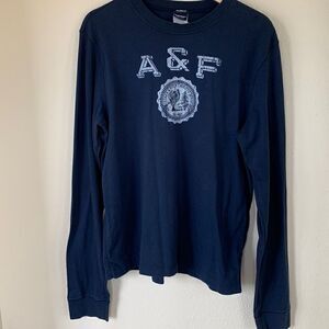 Vintage Y2k Abercrombie and Fitch Long Muscle Sleeve‎ T Shirt Blue XL
